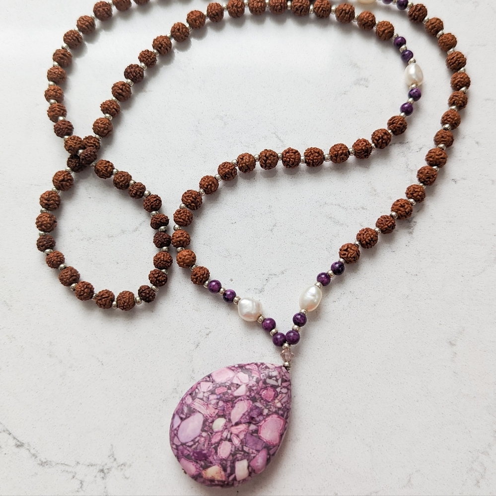 108 Amethyst, Pearl, Natural Purple Charolite Cabochon